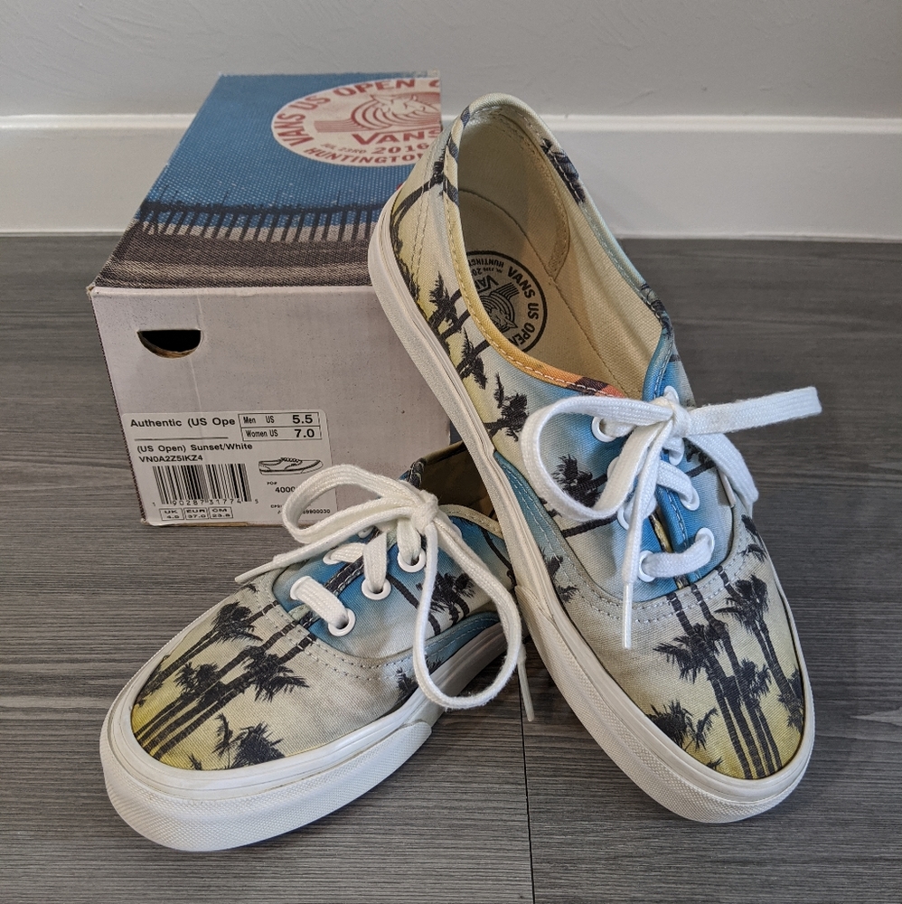 Vans US Open of Surfing Palm Tree Sneakers Size 7